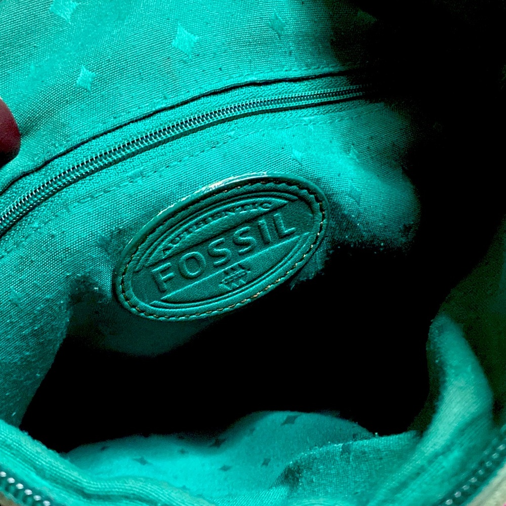 Fossil leather handbag, greenish-blue - Picture 4 of 6